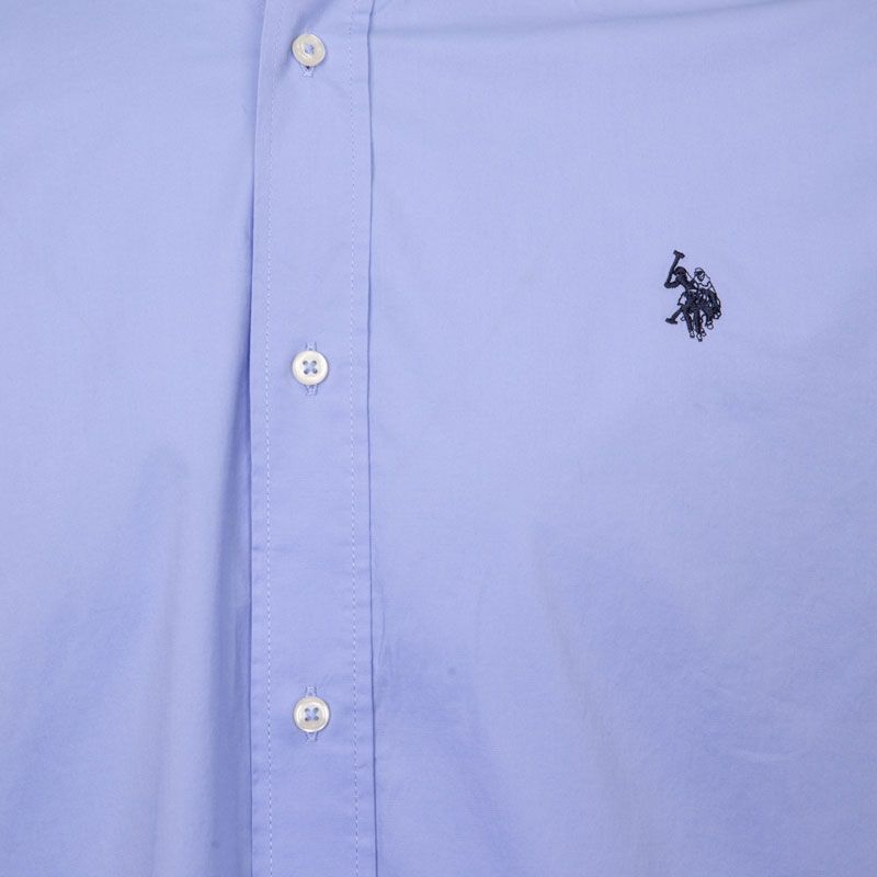 Рубашка из хлопка Sven синего цвета с вышитым логотипом темно-синего цвета для мужчин US ​​POLO