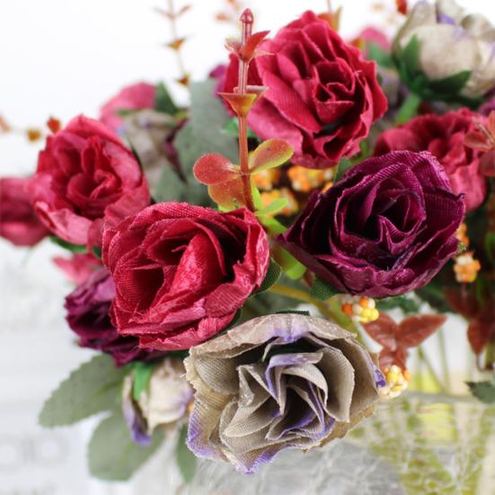 1 букет 21 голова искусственная роза шелковый цветок лист домашний декор свадебный декор