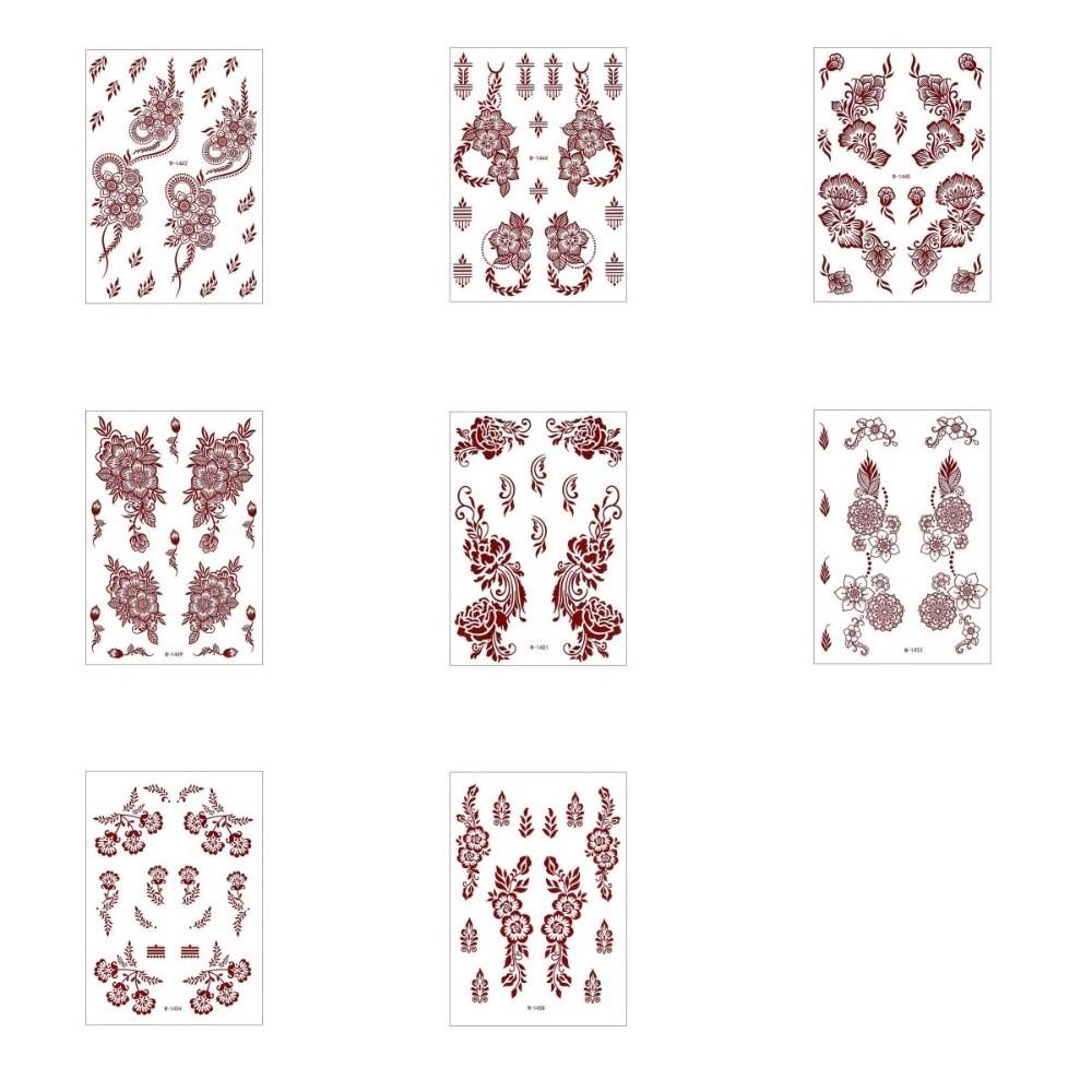 Lace Fake Tattoo Temporary Tattoo Red Mehndi Stickers Body Art Sticker Henna Tattoo Stickers Girls