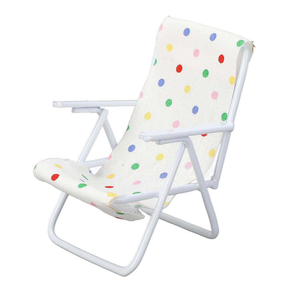 Миниатюрное пляжное кресло Реалистичное Масштаб 1/12 Легкий металлический каркас Складное Кукольный домик Кресло для загара