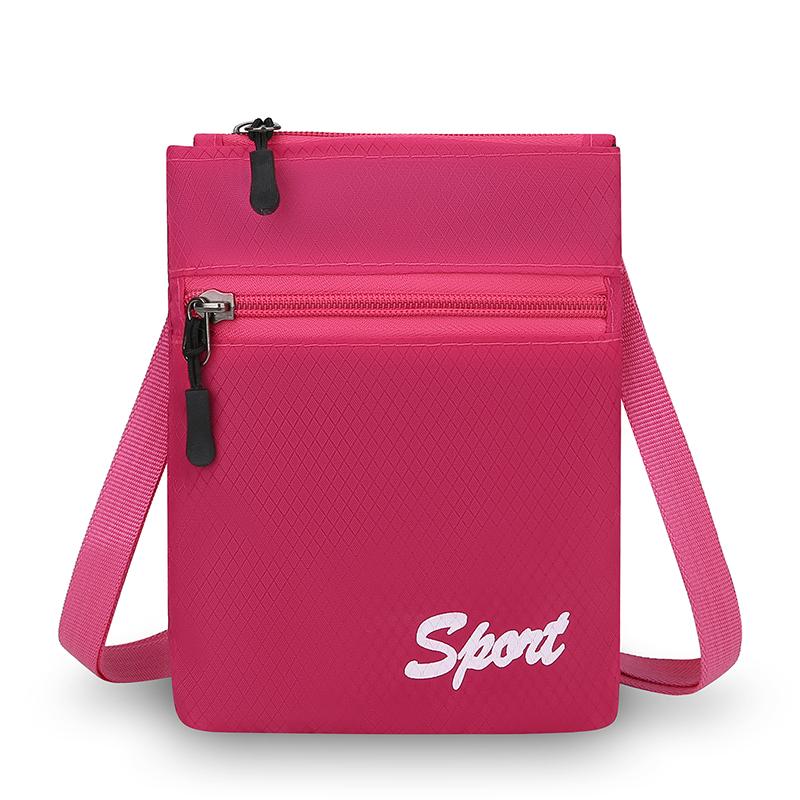 Fashion Multifuctional Square Shoulder Bag Zipper Sports Mobile Phone Pouch Casual Candy Color Coin Pouch Traveling