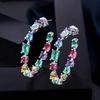Colorful Geometric Zircon Large Earrings for Women Fashion Trend Luxurious Aesthetic Round Design Party Zircon Gifts