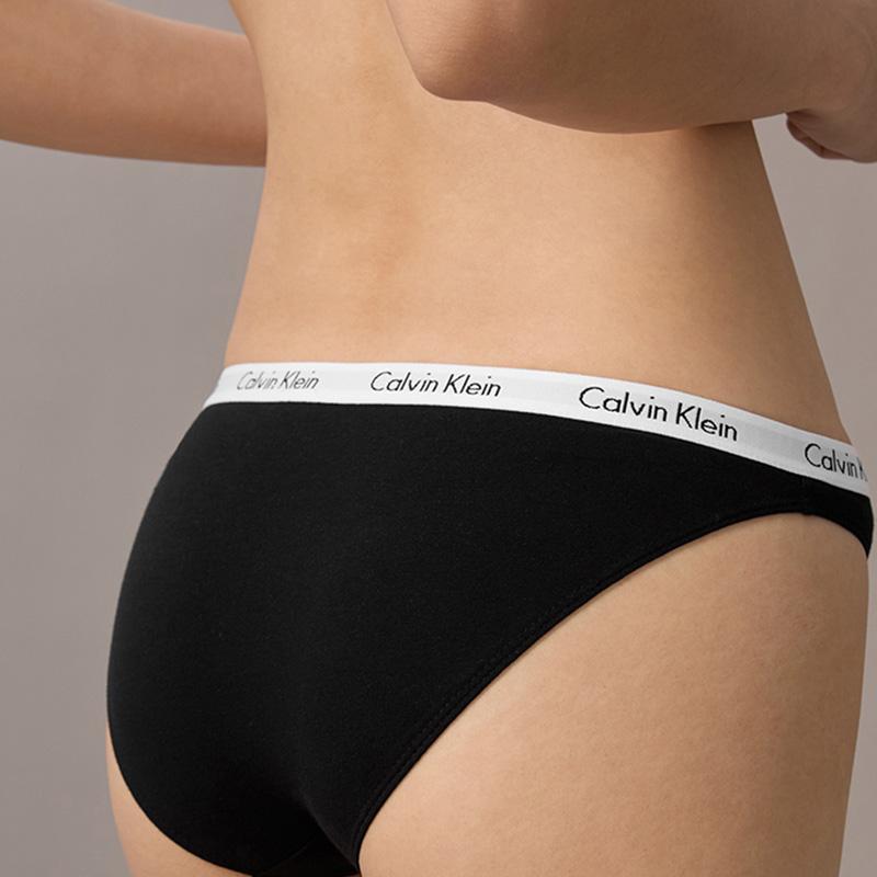 Calvin Klein Жаккардовые узкие хлопковые сексуальные бикини трусики-треугольники женское нижнее белье черное D1618O-001