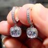 Earrings, Fashionable Bright Square Diamond Zircon Women'S Earrings, Light Luxury Commuter Ear Hooks