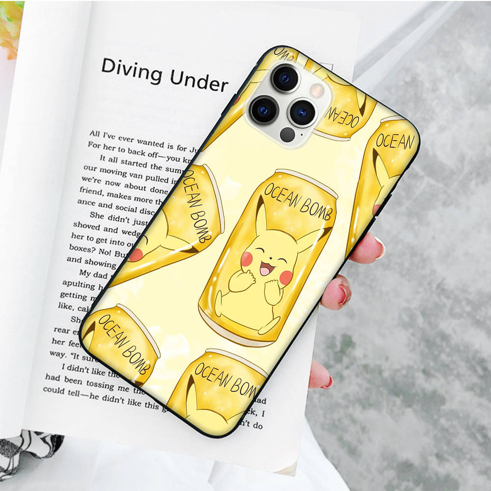 JP34 Pikachu Black Soft Case for Xiaomi Poco X6 X4 M5 M6 F5 F6 C65 C55 C50 C51 C40 Pro Redmi 14C A3X 13C 12C 11T 10A 9C Note 7 6 8A Plus