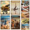 Airplane Car Retro Decorative House Metal Sign Plate Posters On The Wall Tin Sign Vintage Poster Decor Wall Art Room Decoration