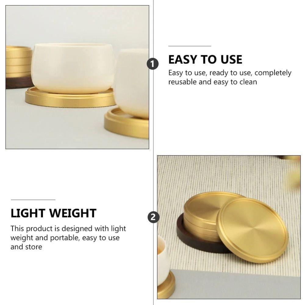 Round Brass Coaster Heat Resistant Cup Mats Tables Centerpieces Decorations Tea Tray  Coffee Tables