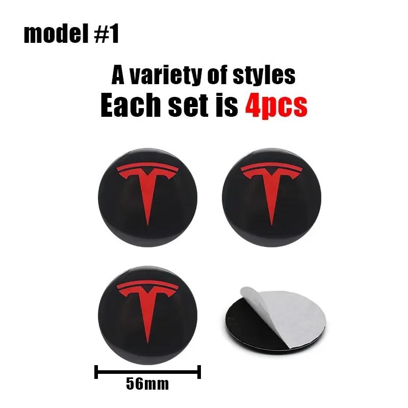 Автомобильная наклейка Tesla Car 56 мм Значок Наклейки на центральные колпачки ступиц для Tesla Model S Model 3 2024 Model Y X Колпачок центра колеса шины Значок