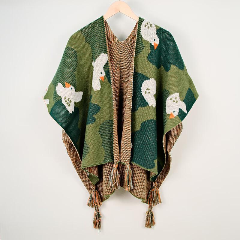 Retro Ethnic Knit Travel Shawl Cape