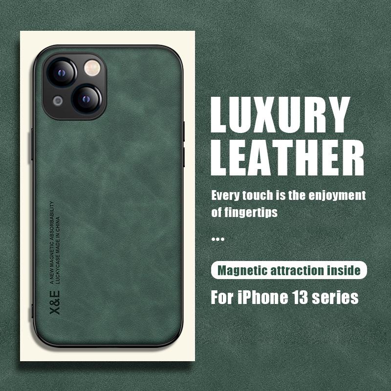 Магнитный кожаный чехол для iPhone 13 14 Pro Max 12 11 Pro XS Max X XR 8 7 Plus SE 2 2022, роскошный матовый тонкий задний чехол из овчины