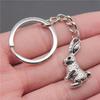 Fashion Animal Key Rings Vintage Silvery Rabbit Pendant Keychain Bag Purse Key Chain Jewelry