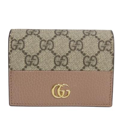 Б/у Кошелек Bifold 658610 GG Marmont GG Supreme Холст/кожа Пыльно-розовый бежевый По цвету