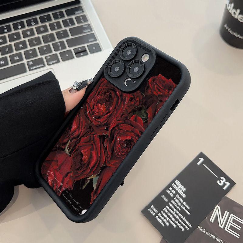Эстетизм Полноэкранный Красная Роза Чехол для Телефона Для iPhone 15 14 13 12 11Pro Max XR XS MAX 78Plus MINI Y2K Девушка Противоударный Задний Чехол