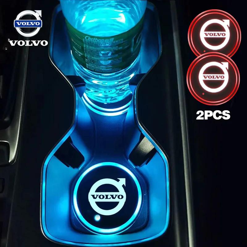 Светодиодная атмосферная подсветка с логотипом автомобиля, 7 цветов, светящаяся подставка-подстаканник для Volvo S60 V70 V60 V40 S90 AWD XC40 S80, Автоаксессуары