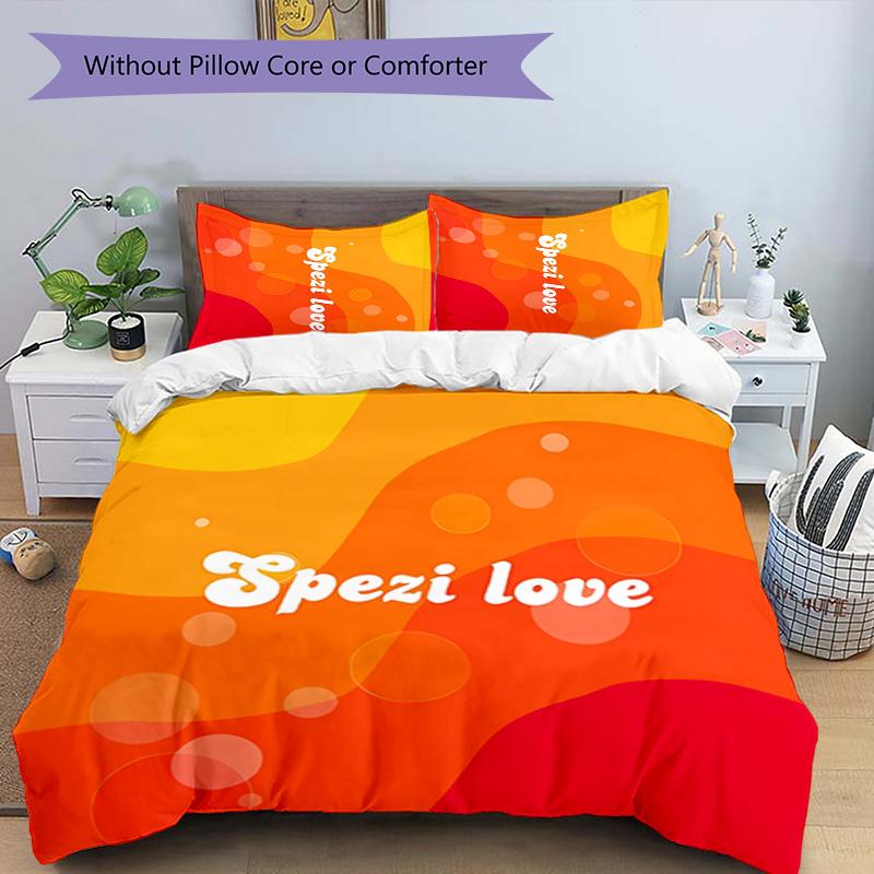 3pcs Spezi logo pattern bedding set duvet cover set includes duvet cover &pillowcases, perfect all season bedroom decoration & gift