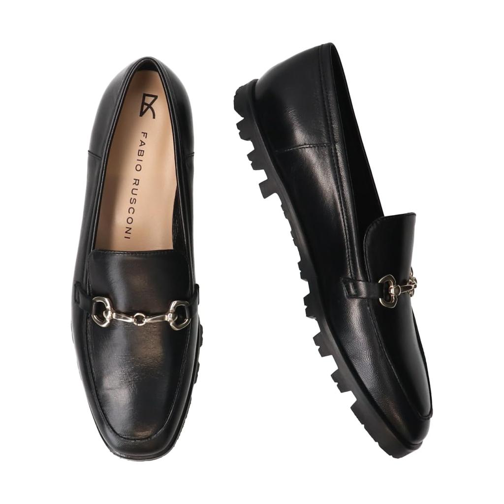 Лоферы с квадратным носком, лоферы с пряжкой F31617, черные, см [Fabiorsconi] Женские 24.5