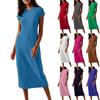 Women's Spring Summer Short Sleeve Cowl Neck Flowy Midi Dresses Party Dress