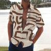 Men's Summer New Loose Print Short Sleeve Shirt Cardigan Beach Shirt
