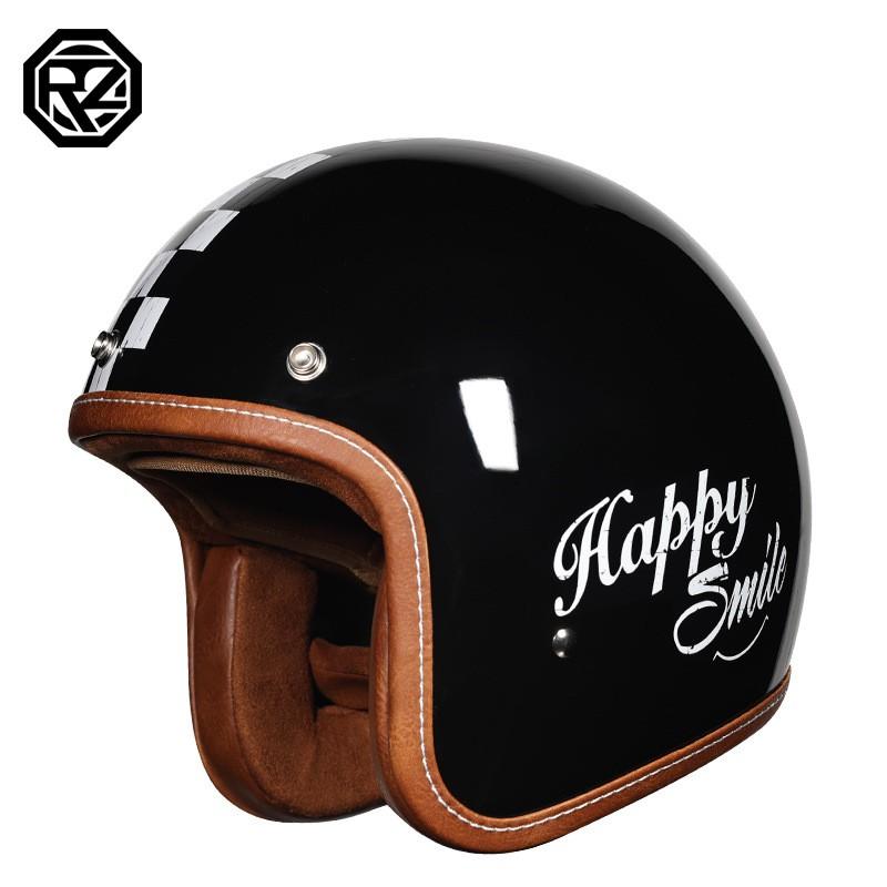 Vintage-Style 3/4 Motorcycle Helmet Men Women ABS Material DOT Certified Half With Visor