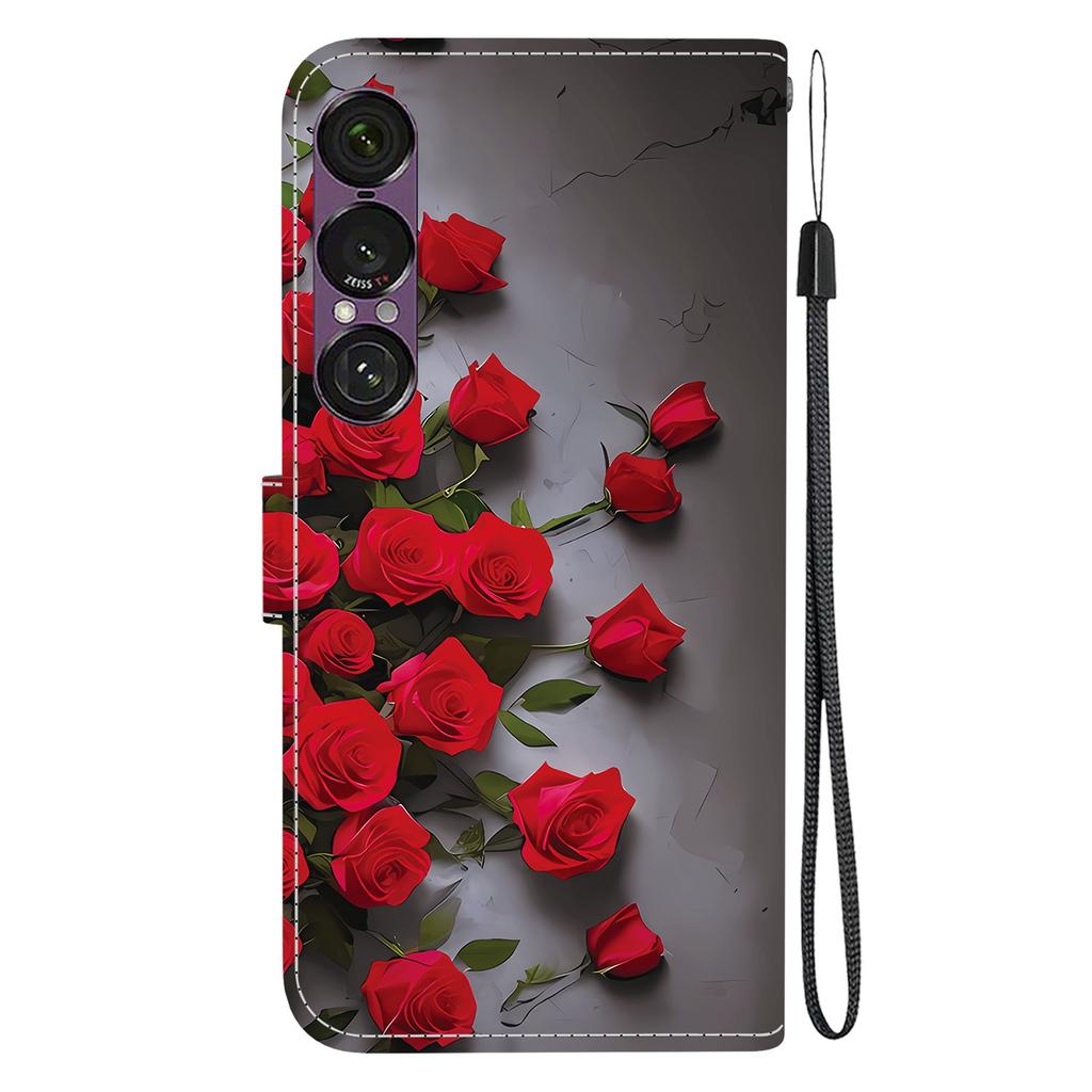 Кожаный чехол-книжка с подставкой и кошельком с рисунком для Sony Xperia 1 VII, чехол для телефона с ремешком на запястье