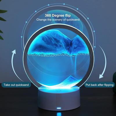 1 шт. Диммируемая 3D Динамическая лампа с зыбучим песком | Искусство песчаного пейзажа глубокого моря, Ночник для спальни/офиса, Декоративная прикроватная лампа