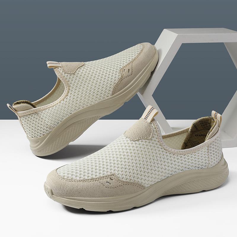 Fashion Summer New Men's Breathable Hole Comfortable Casual Mesh Shoes Fashionable Outdoor Lightweight Anti Slip Soft Soled Hiking Shoes