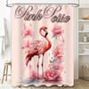 Pink Feather Bath Rug Mat Watercolor Birds Bathroom Decor Shower Curtain with Rod Set Waterproof Pink Floral