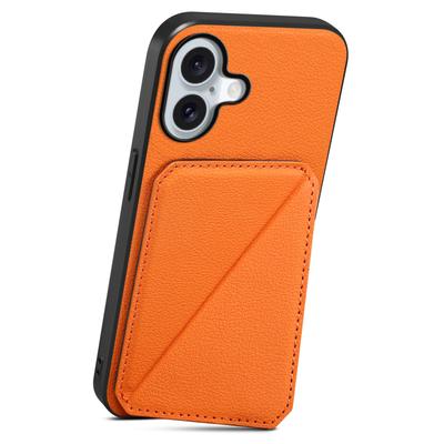 Чехол DENIOR D04 для iPhone 16 Plus с двумя слотами для карт, покрытый кожей, из PC+TPU, чехол для телефона