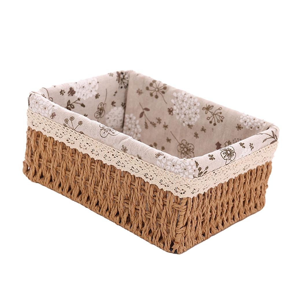 Плетеная корзина для хранения Сельское ткачество ткани Ручная работа Настольная корзина для хранения для организации полок Спальня Ванная комната