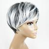 Парики для женщин Синтетический короткий вьющийся парик с челкой Черные, серебристо-серые парики для повседневного использования Высокотемпературное волокно Термостойкие волосы