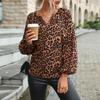 2025 Spring Leopard Print Chiffon Long-Sleeve Women's Pullover Shirt