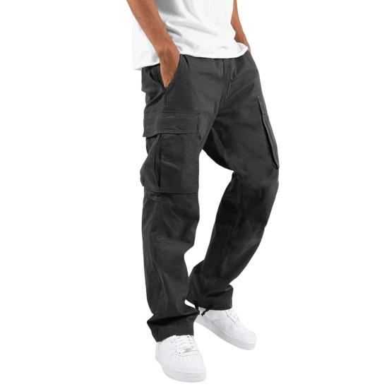 Men Cargo Pants Drawstring Waist Casual Trousers Multi-Pocket Loose Joggers Athletic Trousers for Daily Wear Exercise Street
