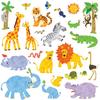 DECOWALL Jungle Animals Wall Stickers Deco Kindergarten Nursery Kids Room DIY Wall Decals Wall Art Stickers for Boys Girls Teens Kids Bathroom