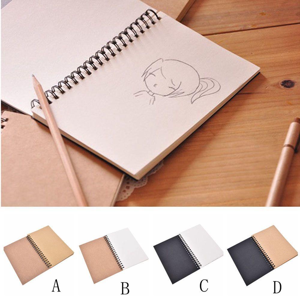 Blank Paper Spiral Bound School Stationery Kraft Paper Coil Notebook Sketchbook Crafts Art Paper