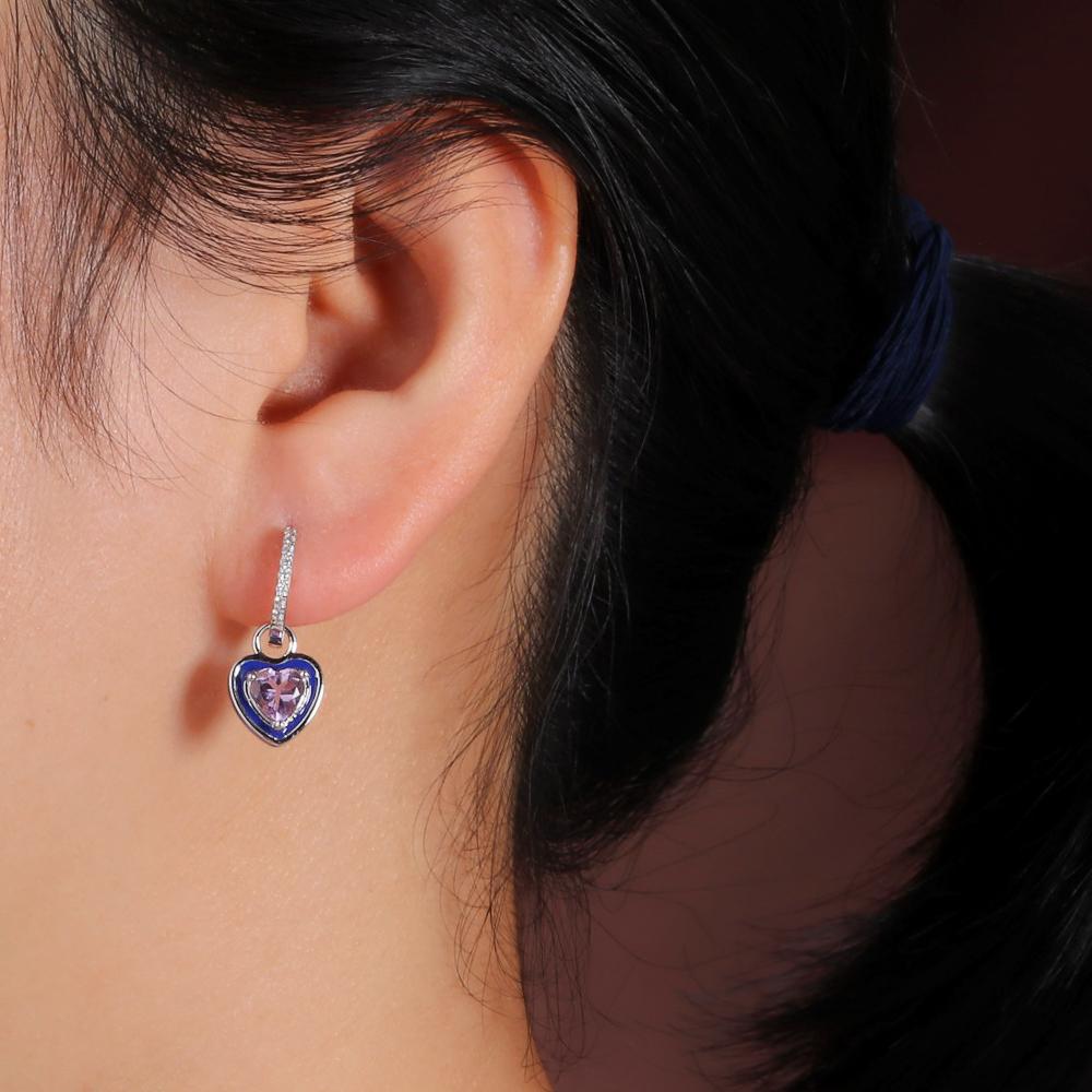 Уникальный дизайн Два способа ношения, разработанные из натурального аметиста в форме сердца, серебро 925 пробы для женщин и девушек, повседневная одежда, подарки