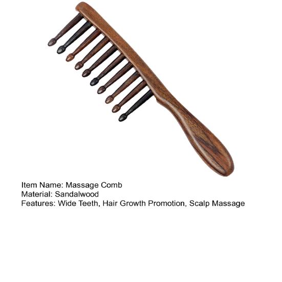Массажная расческа для кожи головы Yousheng Sandalwood с широкими зубцами, антистатическая, для роста волос, для мужчин и женщин, деревянная ручная расческа для головы Gua Sha(Случайный цвет)
