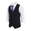 Men Suit Waistcoat Elegant Men's V-neck Striped Suit Waistcoat with Pockets for Formal Events Weddings Suit Vest
