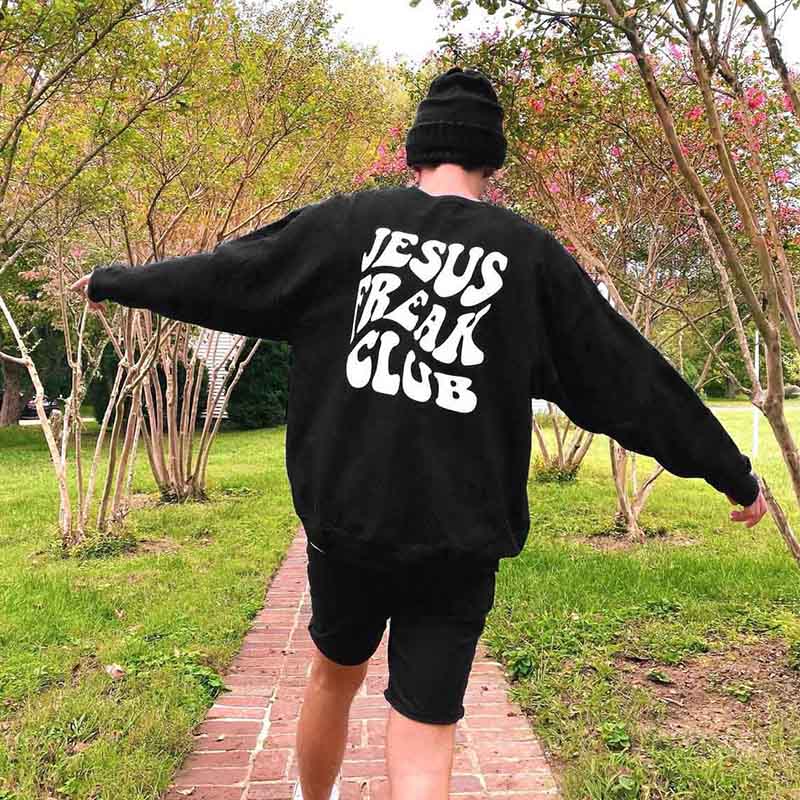 Толстовки с капюшоном «Jesus Freak Club», осень-зима, большие буквы для мужчин и женщин, пуловер в стиле хип-хоп, удобные флисовые толстые теплые толстовки