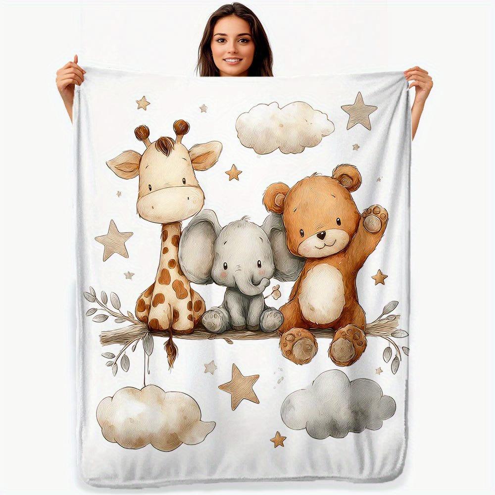 VIKAMA Cartoon Forest Animal Print Blanket, Soft And Warm, Washable, For Bedroom, Living Room Sofa And Afternoon Nap Blanket