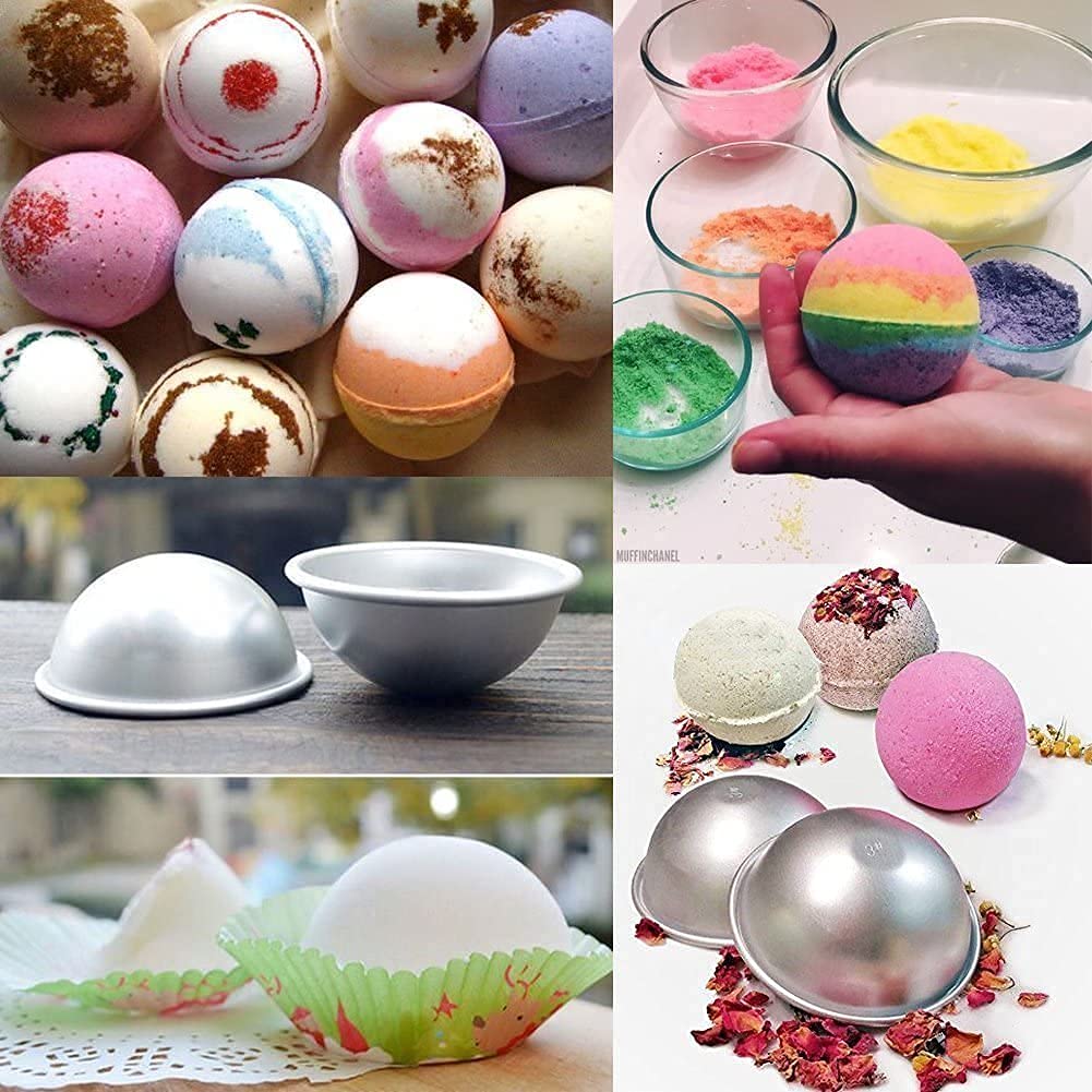 Metal Bath Bomb Molds Bath Ball Molds for Crafts Bath Bomb Handmade Soaps Candle Cake Ice Cream Baking 8 cm 3.15 Inches