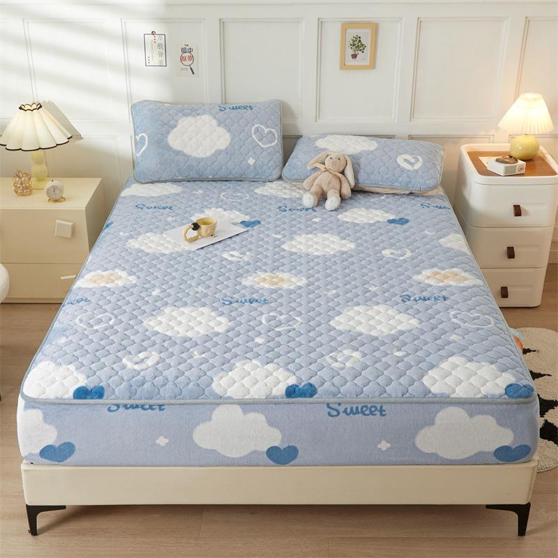 Новые стеганые простыни из молочного бархата, приятное для кожи антибактериальное покрывало с принтом, чехол для кровати, защитный чехол Simmons