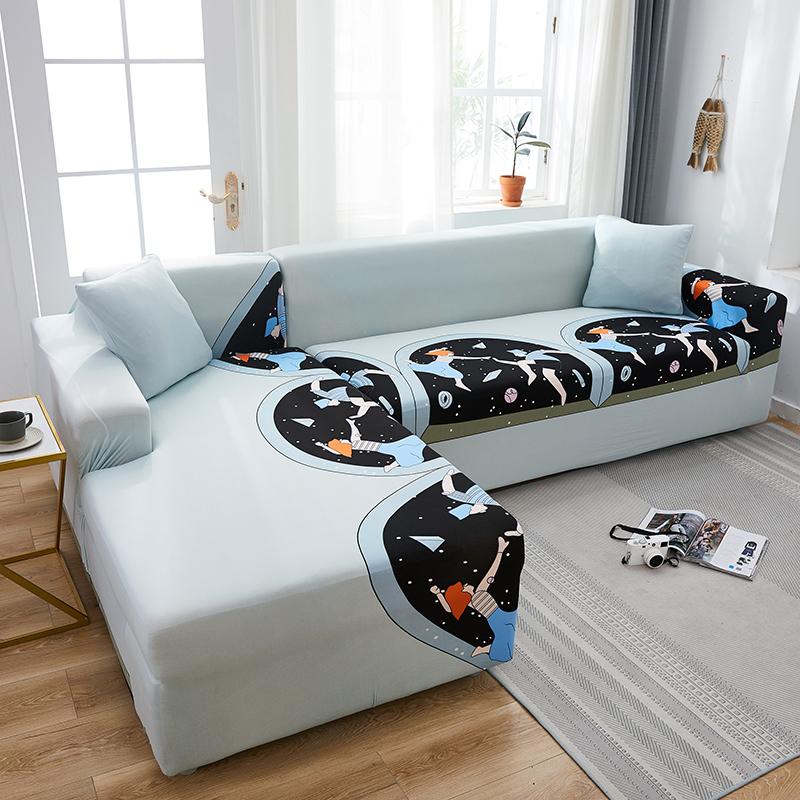 Чехол для дивана с цветочным рисунком для гостиной, эластичный секционный угловой чехол для дивана, чехлы для полотенец для дивана, L-образная форма, нужно купить 2 шт.