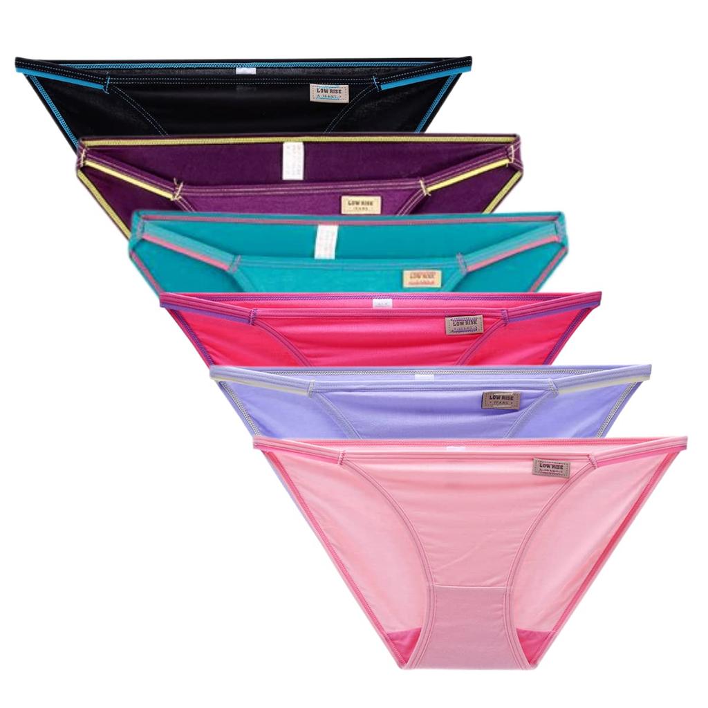 Tonbobo Modal Loose Style Dance Solid Sexy Underwear Women's Low-Rise, Fit, High-Leg Bikini/Thanga Panties, Color, [1/6-Pack]