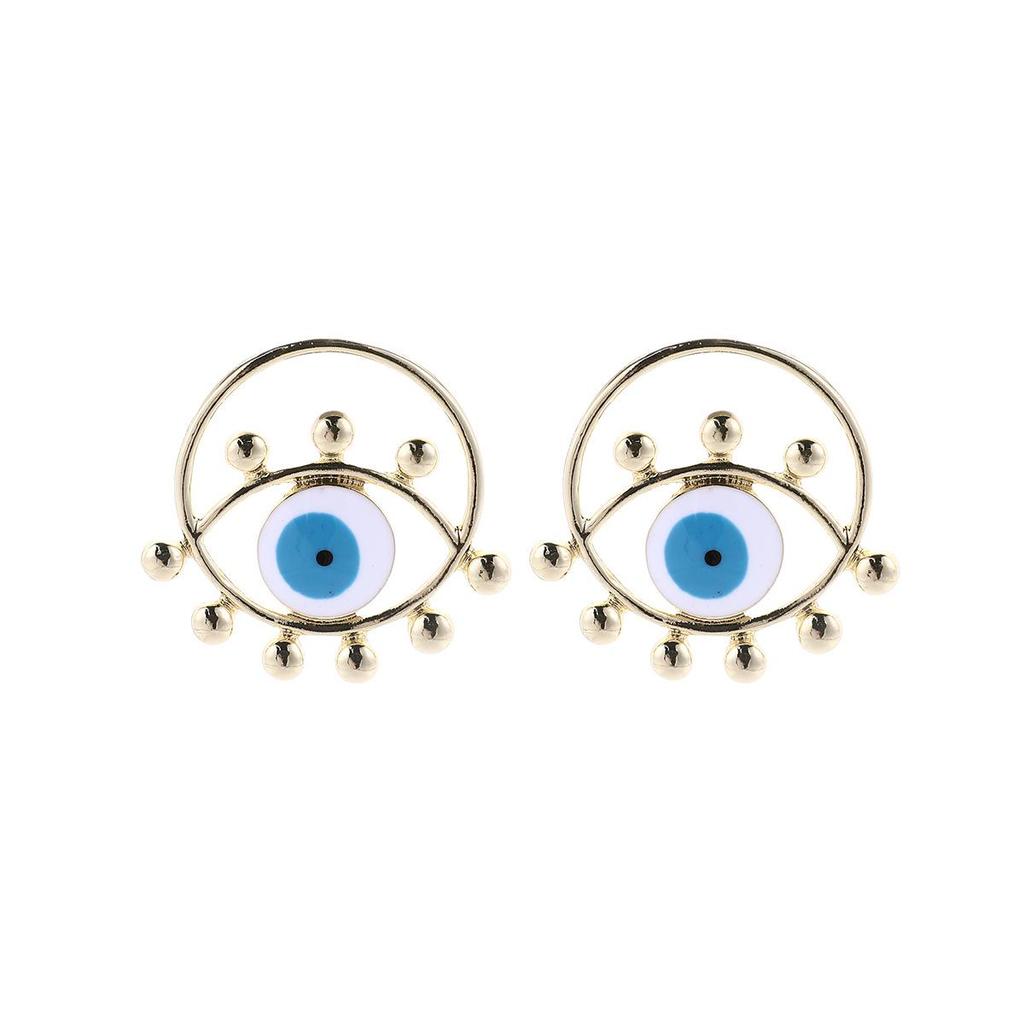 Devil's Eye Drip Oil Alloy Earrings: Trendsetting European & American Street Style