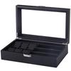 Dual-Color Carbon Fiber Leather Watch and Jewelry Storage Box: 6 Watches, 3 Bracelets/Glasses Capacity
