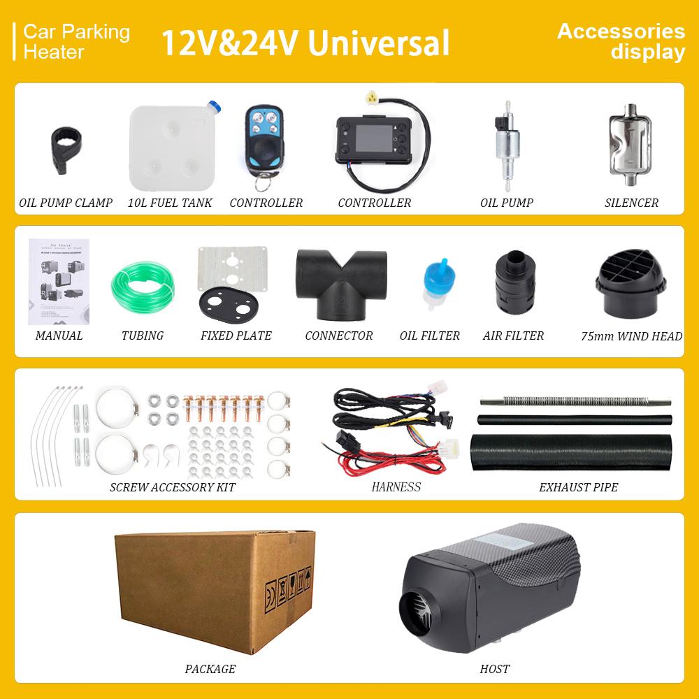 12 В 24 В автомобильный дизельный обогреватель с ЖК-дисплеем, пульт дистанционного управления, 5-8 кВт, пластиковый корпус, трехходовой, с руководством на английском языке