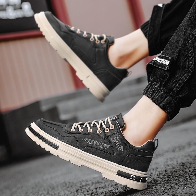 Весна 2025 новая кожаная обувь Мартин на толстой подошве с увеличением высоты, модная, универсальная, молодежная, для повседневной носки, спортивная и для отдыха, мужская обувь