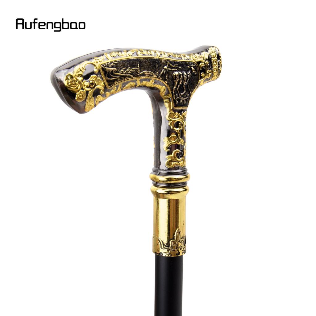 Gold Black Luxury Deer Handle Walking Cane Fashion Decorative Walking Stick Gentleman Elegant Cosplay Cane Knob Crosier 90cm