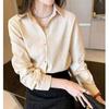 Весна Осень Новая женская однобортная рубашка для поездок на работу Элегантная стильная блузка с воротником-поло в винтажном стиле с длинным рукавом для женщин