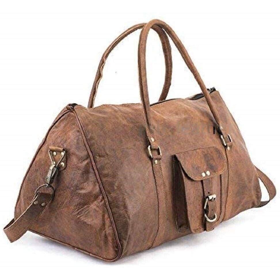 Кожаная натуральная дорожная сумка Duffle Gym Men Vintage Bag Overnight Weekend